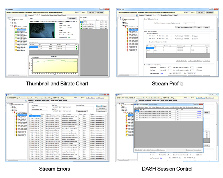 MPEG-DASH Analyzer Sample of GUIs