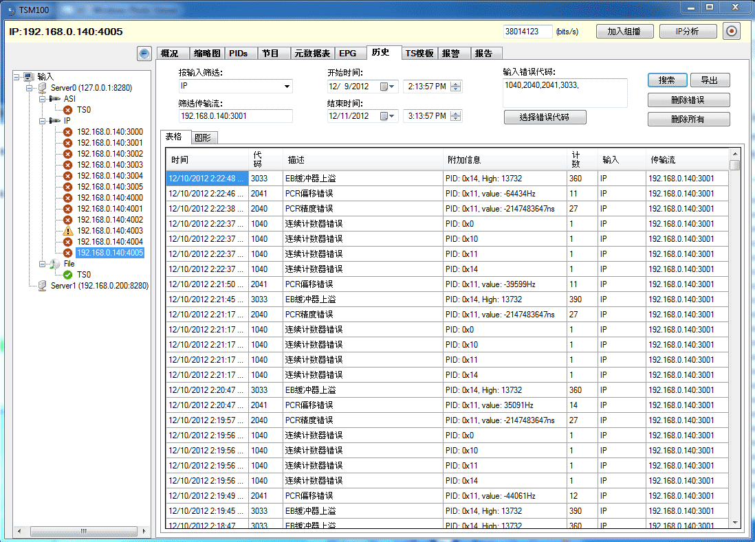 HTTP实时流（HLS）分析仪错误日志和告警